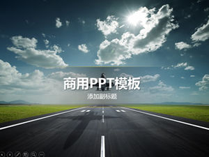 Passenger plane gliding on the runway take off cover general business ppt template