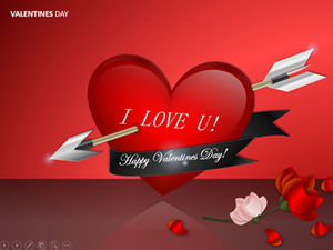 Ppt murni menggambar satu panah melalui animasi hati template kartu ucapan berkat hari Valentine untuk kekasih