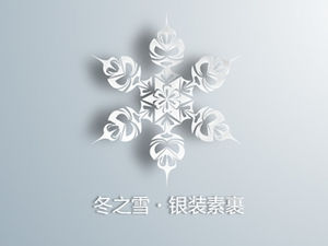 Winter Snow. Silver Packed-Beautiful Snowflake Silver Texture Winter Ppt Template