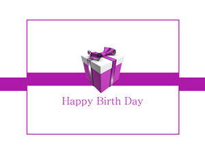 Szczęśliwy dzień urodzenia fioletowy prezent szablon urodziny motyw ppt