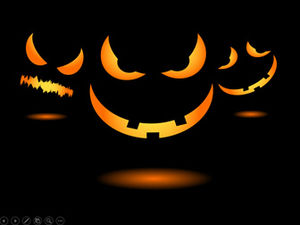 Evil pumpkin lantern expression halloween ppt template