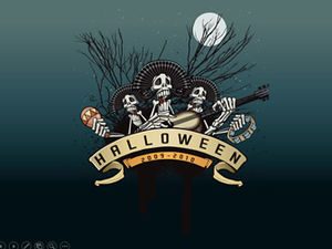 Jouez avec Hi Skulls et Horror Blue Melon Lights Deux ensembles de modèles de Halloween ppt à télécharger