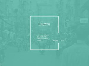 "Little Citizen" -cyan minimalis UI gaya template ppt segar kecil yang indah