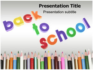 Colored pencils English font creative greet new and old students back to school ppt template