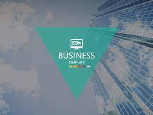 Triangolo invertito geometrico creativo business building close-up sfondo copertina multi-colore piatto modello di riepilogo del lavoro aziendale ppt
