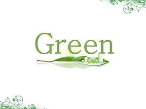 Yeşil yapraklar-Yeşil modern şehir çevre koruma ppt şablonu üzerinde yüksek binalar