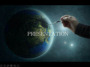 Electronic touch pen lights up the earth modern technology atmosphere business simple ppt template