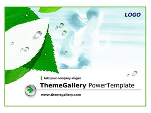 Fresh green leaves elegant and simple ppt template