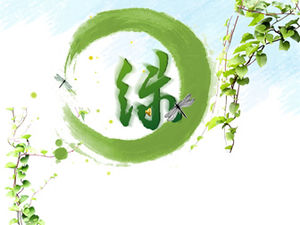 Green vitality, happy life-public welfare and environmental protection theme ppt template