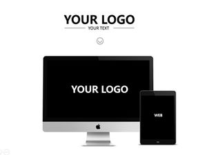 Apple computer pad simple black and white gray exquisite business ppt template
