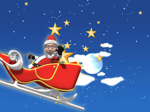 Santa greets-cute cartoon christmas ppt template
