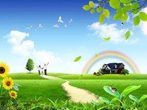 Caring for the environment, happy family-family action to do environmental protection public welfare ppt template
