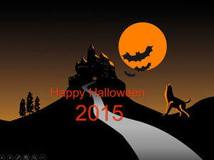 Castle bat wolf roar Happy Halloween Halloween ppt template