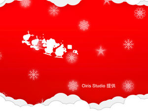 美丽的云朵雪花假期红色圣诞节ppt模板