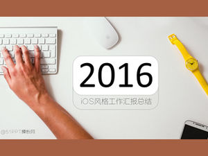 Apple iOS-Stil 2015 Jahresendarbeitsbericht Zusammenfassung ppt Vorlage