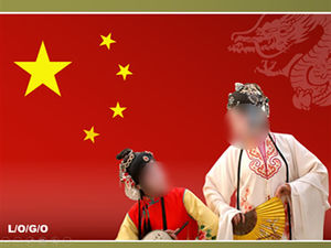 Five-star red flag Tiananmen Chinese dragon Chinese national quintessence Peking opera ppt template