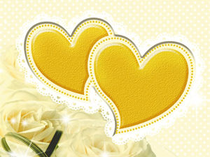 Golden love white rose wedding ppt template