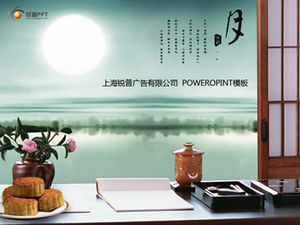 The bright moon is in the sky elegant and fresh ink style mid-autumn festival ppt template