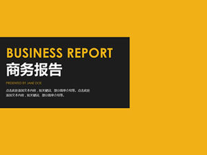 Bright yellow and black contrast color flat and simple business work report ppt template