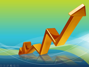 Seta de tendência ascendente - um modelo de ppt de vários gráficos adequado para relatório de vendas