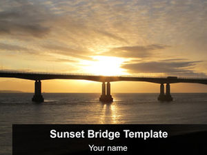 跨海大桥商务ppt模板在夕阳下
