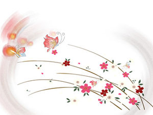 Farfalla gioca fiore elegante e fresco vettore modello di cartone animato ppt