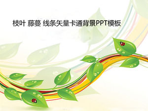 Zweige und Blätter Reben Linie Vektor Cartoon Hintergrund PPT-Vorlage