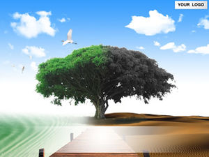 Pohon tema lanskap alam kreatif template ppt perlindungan lingkungan abstrak