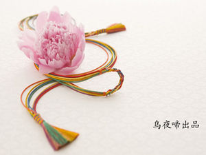 Peony, plum musim dingin, tali keberuntungan, template ppt gaya Cina yang indah