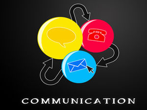 Modello colorato ppt del settore della comunicazione moderna della posta del telefono di SMS