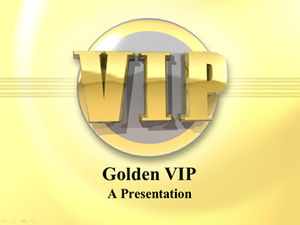 Dynamic three-dimensional VIP font signage golden simple business ppt template