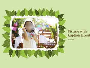 Modello ppt di album di foto per bambini carino confine creativo tessuto foglia