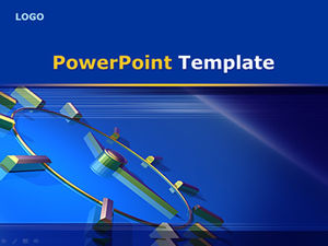 Three-dimensional clock-time theme classic blue business ppt template