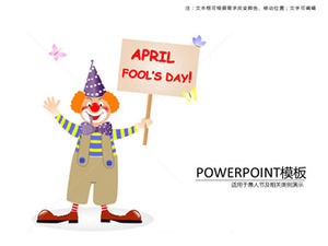 O palhaço segurando um cartão 1º de abril Modelo de ppt do Dia da Mentira