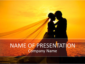 Beautiful wedding couple in the sunset-romantic love ppt template
