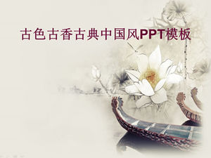 Lotos łódź antyczny klasyczny chiński styl szablon ppt