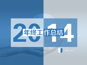 Plantilla ppt de informe de resumen de trabajo de fin de año 2014 de dos colores azul y verde