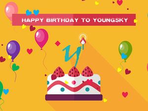 Music animation cartoon pure hand-painted colorful happy birthday page