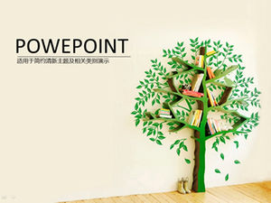 Kreatives Umweltschutzbaum Bücherregal einfache und frische Präsentation PPT-Vorlage