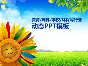 Smiling sunflower elementary school environmental education courseware ppt template