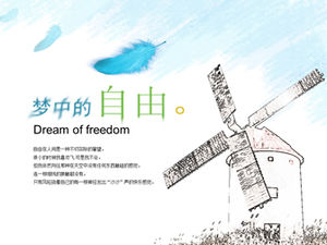 Libertà nel sogno caricamento caricamento animazione bellissimo modello ppt mulino a vento