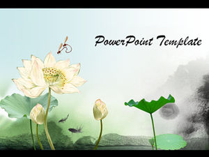 Elegant and elegant lotus leaf ink Chinese style ppt template