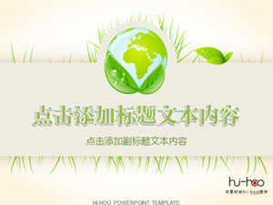 Tema perlindungan lingkungan bumi daun hijau template ppt sederhana