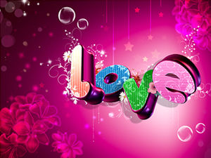 LOVE has love-love theme purple dazzling background ppt template