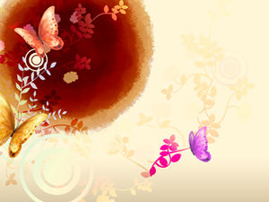 나비 사랑 꽃 잉크 중국 스타일 PPT 템플릿