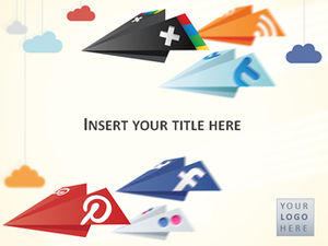 Mobile application is flying-paper airplane mobile application icon ppt template
