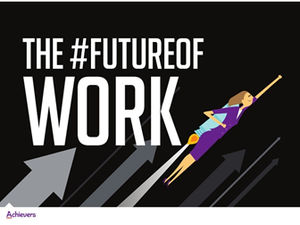 Modèle ppt de style histoire de bande dessinée "The Future of Work" produit par des réalisations européennes et américaines