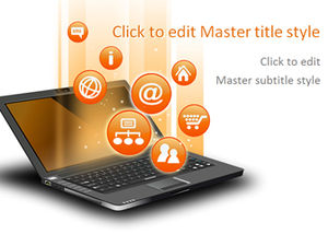 Classic orange button icon notebook business ppt template