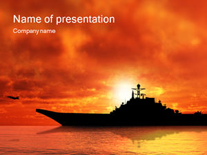Flugzeugträger in der ppt-Vorlage des Sonnenuntergang-Militärthemas