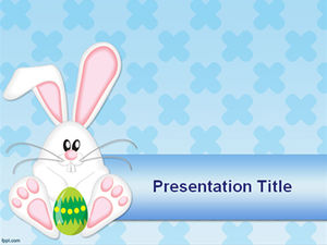 Cartoon bunny holding egg ppt template